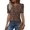image:imageWIHOLL Summer Tops for Women Puff Sleeve Crewneck T Shirts Dressy Casual Blouses Spring Outfits Fashion ClothesLeopard Print