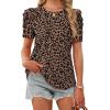 image:imageWIHOLL Summer Tops for Women Puff Sleeve Crewneck T Shirts Dressy Casual Blouses Spring Outfits Fashion ClothesLeopard Print