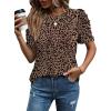 image:imageWIHOLL Summer Tops for Women Puff Sleeve Crewneck T Shirts Dressy Casual Blouses Spring Outfits Fashion ClothesLeopard Print