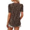 image:imageWIHOLL Summer Tops for Women Puff Sleeve Crewneck T Shirts Dressy Casual Blouses Spring Outfits Fashion ClothesLeopard Print