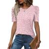 image:imageWIHOLL Summer Tops for Women Puff Sleeve Crewneck T Shirts Dressy Casual Blouses Spring Outfits Fashion ClothesPink Dot