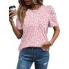 image:imageWIHOLL Summer Tops for Women Puff Sleeve Crewneck T Shirts Dressy Casual Blouses Spring Outfits Fashion ClothesPink Dot