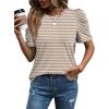 image:imageWIHOLL Summer Tops for Women Puff Sleeve Crewneck T Shirts Dressy Casual Blouses Spring Outfits Fashion ClothesStripe
