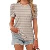 image:imageWIHOLL Summer Tops for Women Puff Sleeve Crewneck T Shirts Dressy Casual Blouses Spring Outfits Fashion ClothesStripe