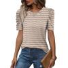 image:imageWIHOLL Summer Tops for Women Puff Sleeve Crewneck T Shirts Dressy Casual Blouses Spring Outfits Fashion ClothesStripe