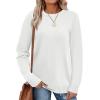 image:imageWIHOLL Sweaters for Women Lightweight Pullover Tops Long Sleeve Shirts Crewneck Fashion Clothing Fall Outfits 2026Cream White