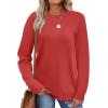 image:imageWIHOLL Sweaters for Women Lightweight Pullover Tops Long Sleeve Shirts Crewneck Fashion Clothing Fall Outfits 2026Red