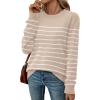 image:imageWIHOLL Sweaters for Women Lightweight Pullover Tops Long Sleeve Shirts Crewneck Fashion Clothing Fall Outfits 2026Sapricotwhite Striped