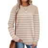 image:imageWIHOLL Sweaters for Women Lightweight Pullover Tops Long Sleeve Shirts Crewneck Fashion Clothing Fall Outfits 2026Sapricotwhite Striped