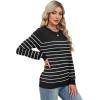 image:imageWIHOLL Sweaters for Women Lightweight Pullover Tops Long Sleeve Shirts Crewneck Fashion Clothing Fall Outfits 2026Sblackwhite Striped