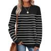 image:imageWIHOLL Sweaters for Women Lightweight Pullover Tops Long Sleeve Shirts Crewneck Fashion Clothing Fall Outfits 2026Sblackwhite Striped