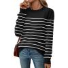 image:imageWIHOLL Sweaters for Women Lightweight Pullover Tops Long Sleeve Shirts Crewneck Fashion Clothing Fall Outfits 2026Sblackwhite Striped
