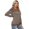 image:imageWIHOLL Sweaters for Women Lightweight Pullover Tops Long Sleeve Shirts Crewneck Fashion Clothing Fall Outfits 2026Schocolate Brownwhite Striped