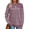 image:imageWIHOLL Sweaters for Women Lightweight Pullover Tops Long Sleeve Shirts Crewneck Fashion Clothing Fall Outfits 2026Sgrey Purplewhite Striped