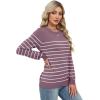 image:imageWIHOLL Sweaters for Women Lightweight Pullover Tops Long Sleeve Shirts Crewneck Fashion Clothing Fall Outfits 2026Sgrey Purplewhite Striped