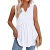 image:imageWIHOLL Tank Tops for Women Summer Babydoll Peplum Tops V Neck Sleeveless Shirts Dressy Casual Blouses Beach Vacation ClothesAll White