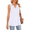 image:imageWIHOLL Tank Tops for Women Summer Babydoll Peplum Tops V Neck Sleeveless Shirts Dressy Casual Blouses Beach Vacation ClothesAll White