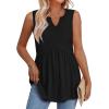 image:imageWIHOLL Tank Tops for Women Summer Babydoll Peplum Tops V Neck Sleeveless Shirts Dressy Casual Blouses Beach Vacation ClothesBlack