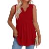 image:imageWIHOLL Tank Tops for Women Summer Babydoll Peplum Tops V Neck Sleeveless Shirts Dressy Casual Blouses Beach Vacation ClothesBright Red