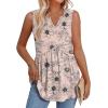 image:imageWIHOLL Tank Tops for Women Summer Babydoll Peplum Tops V Neck Sleeveless Shirts Dressy Casual Blouses Beach Vacation ClothesFloral Beige