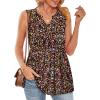 image:imageWIHOLL Tank Tops for Women Summer Babydoll Peplum Tops V Neck Sleeveless Shirts Dressy Casual Blouses Beach Vacation ClothesFloral Black