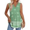 image:imageWIHOLL Tank Tops for Women Summer Babydoll Peplum Tops V Neck Sleeveless Shirts Dressy Casual Blouses Beach Vacation ClothesGreen Boho