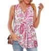 image:imageWIHOLL Tank Tops for Women Summer Babydoll Peplum Tops V Neck Sleeveless Shirts Dressy Casual Blouses Beach Vacation ClothesPink Paisley