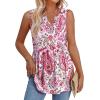 image:imageWIHOLL Tank Tops for Women Summer Babydoll Peplum Tops V Neck Sleeveless Shirts Dressy Casual Blouses Beach Vacation ClothesPink Paisley