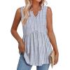 image:imageWIHOLL Tank Tops for Women Summer Babydoll Peplum Tops V Neck Sleeveless Shirts Dressy Casual Blouses Beach Vacation ClothesStriped Blue