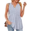 image:imageWIHOLL Tank Tops for Women Summer Babydoll Peplum Tops V Neck Sleeveless Shirts Dressy Casual Blouses Beach Vacation ClothesStriped Blue