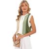 image:imageWIHOLL Tank Tops for Women Summer Lightweight Sweater Fashion Clothing Crew Neck T Shirts Cap Sleeve Business Casual Outfit0green Stripes