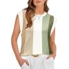 image:imageWIHOLL Tank Tops for Women Summer Lightweight Sweater Fashion Clothing Crew Neck T Shirts Cap Sleeve Business Casual Outfit0green Stripes
