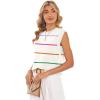 image:imageWIHOLL Tank Tops for Women Summer Lightweight Sweater Fashion Clothing Crew Neck T Shirts Cap Sleeve Business Casual Outfit1white Rainbow