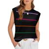image:imageWIHOLL Tank Tops for Women Summer Lightweight Sweater Fashion Clothing Crew Neck T Shirts Cap Sleeve Business Casual Outfit2black Rainbow