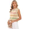 image:imageWIHOLL Tank Tops for Women Summer Lightweight Sweater Fashion Clothing Crew Neck T Shirts Cap Sleeve Business Casual OutfitApricot Rainbow