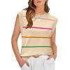 image:imageWIHOLL Tank Tops for Women Summer Lightweight Sweater Fashion Clothing Crew Neck T Shirts Cap Sleeve Business Casual OutfitApricot Rainbow