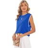 image:imageWIHOLL Tank Tops for Women Summer Lightweight Sweater Fashion Clothing Crew Neck T Shirts Cap Sleeve Business Casual OutfitBlue