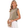 image:imageWIHOLL Tank Tops for Women Summer Lightweight Sweater Fashion Clothing Crew Neck T Shirts Cap Sleeve Business Casual OutfitBrown