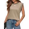 image:imageWIHOLL Tank Tops for Women Summer Lightweight Sweater Fashion Clothing Crew Neck T Shirts Cap Sleeve Business Casual OutfitBrown