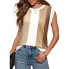 image:imageWIHOLL Tank Tops for Women Summer Lightweight Sweater Fashion Clothing Crew Neck T Shirts Cap Sleeve Business Casual OutfitBrown Stripes