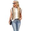 image:imageWIHOLL Tank Tops for Women Summer Lightweight Sweater Fashion Clothing Crew Neck T Shirts Cap Sleeve Business Casual OutfitBrown Stripes