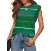 image:imageWIHOLL Tank Tops for Women Summer Lightweight Sweater Fashion Clothing Crew Neck T Shirts Cap Sleeve Business Casual OutfitGreen Rainbow