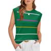 image:imageWIHOLL Tank Tops for Women Summer Lightweight Sweater Fashion Clothing Crew Neck T Shirts Cap Sleeve Business Casual OutfitGreen Rainbow