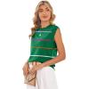 image:imageWIHOLL Tank Tops for Women Summer Lightweight Sweater Fashion Clothing Crew Neck T Shirts Cap Sleeve Business Casual OutfitGreen Rainbow
