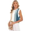 image:imageWIHOLL Tank Tops for Women Summer Lightweight Sweater Fashion Clothing Crew Neck T Shirts Cap Sleeve Business Casual OutfitNavy Stripes