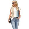 image:imageWIHOLL Tank Tops for Women Summer Lightweight Sweater Fashion Clothing Crew Neck T Shirts Cap Sleeve Business Casual OutfitNavy Stripes