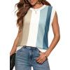 image:imageWIHOLL Tank Tops for Women Summer Lightweight Sweater Fashion Clothing Crew Neck T Shirts Cap Sleeve Business Casual OutfitNavy Stripes