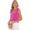 image:imageWIHOLL Tank Tops for Women Summer Lightweight Sweater Fashion Clothing Crew Neck T Shirts Cap Sleeve Business Casual OutfitPink