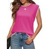 image:imageWIHOLL Tank Tops for Women Summer Lightweight Sweater Fashion Clothing Crew Neck T Shirts Cap Sleeve Business Casual OutfitPink