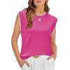 image:imageWIHOLL Tank Tops for Women Summer Lightweight Sweater Fashion Clothing Crew Neck T Shirts Cap Sleeve Business Casual OutfitPink